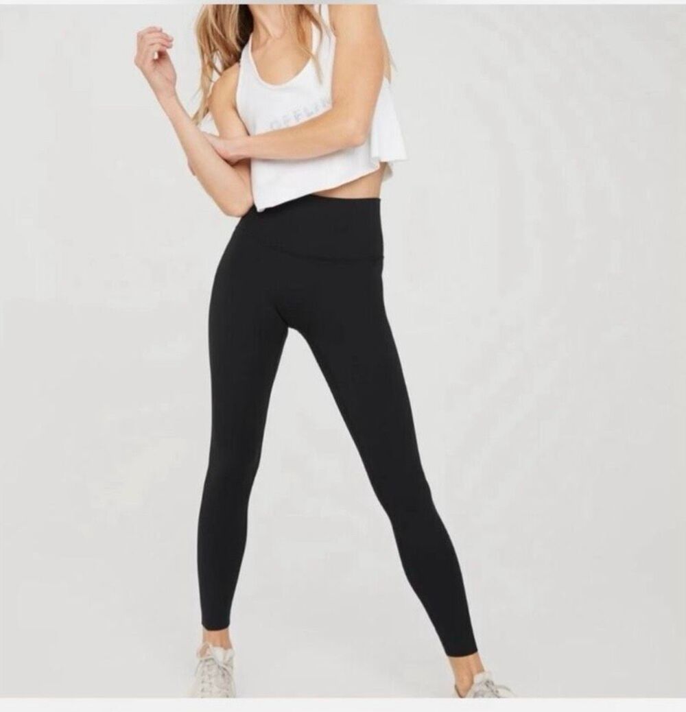 Aerie Offline Black High Rise Classic Ankle Leggings Size Small New
